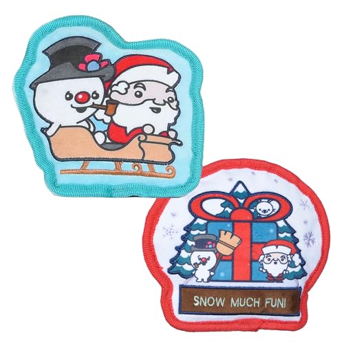 Frosty The Snowman 15,2 cm 2-teiliges Hunde-Plüsch-Geschenkset mit Frosty The Snowman & Santa Schlitten + Schneekugel, Quietsch-Hundespielzeug für Hunde und Haustierstrumpffüller von WARNER BROS