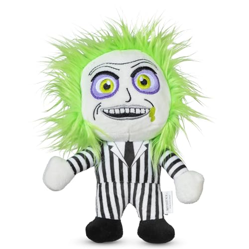 WARNER BROS Horror Beetlejuice Figur Plüsch-Hundespielzeug | 22,9 cm Hundespielzeug von Beetlejuice Merchandise | Weiches und kuscheliges quietschendes Hundespielzeug | Hundespielzeug für Halloween, von Beetlejuice