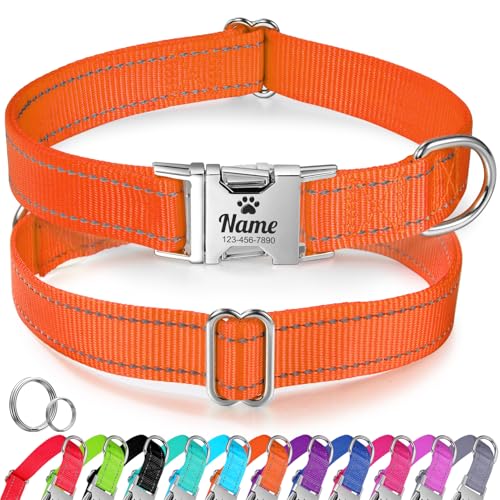 Personalisiertes Hundehalsband, Reflektierendes Hundehalsband aus Nylon für Kleine Hunde mit Namen und Telefonnummer, Langlebiges, Lasergraviertes Individuelles Haustierhalsband von WASHNN