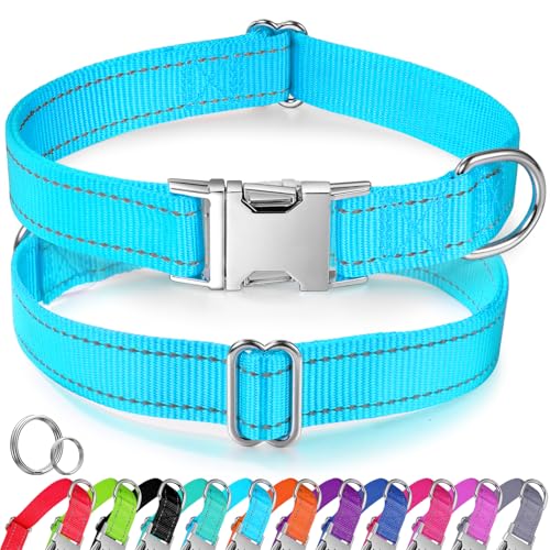 Personalisiertes Hundehalsband, Reflektierendes Nylon-Hundehalsband für Große Hunde mit Namen und Telefonnummer, Langlebiges, Lasergraviertes Individuelles Haustierhalsband von WASHNN