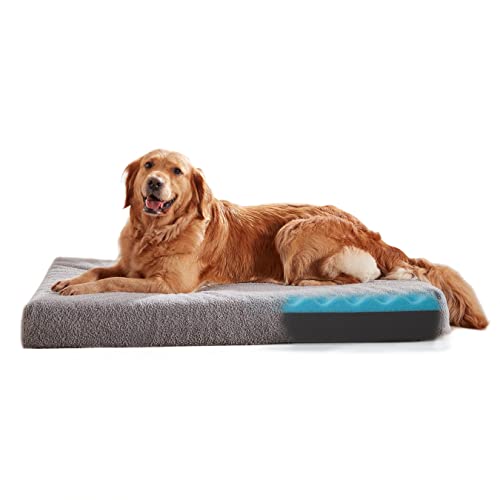 Orthopädisches Hundebett aus Memory-Schaum für große Hunde, großes Hundebett, 104,1 cm, XL, waschbar, mit wasserdichtem Futter und kühlendem Gel-Memory-Schaum, bequeme Hundebox-Matte, passend für von WATANIYA PET