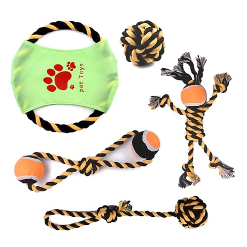 WATERBELINE Molaren-Spielzeug,Hundeseil-Apportierspielzeug-Set,Tauziehen für Hunde,Zahnen,Kauen,Molaren-Spielzeug,Hunde-Apportierspielzeug für Indoor-Hunde von WATERBELINE