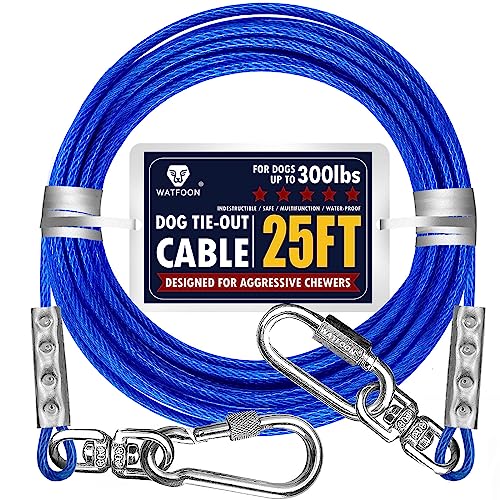 Reflektierendes Kabel für Hunde, Hund Leine, 7,6 m, 1000 # Stärke für Hunde bis zu 136 kg für draußen, Hof, Camping (reflektierendes Blau) von WATFOON