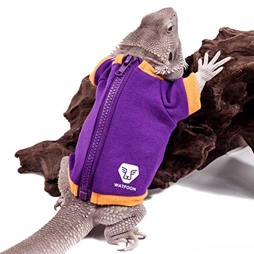 WATFOON Bartdrache Kleidung Tank Zubehör Kostüm Bekleidung handgefertigt warmes Baumwollmaterial Hoodies Jacke für Hautschutz Fotoparty Kleintier Gecko Chamäleon (M, Lila/Gelb) von WATFOON