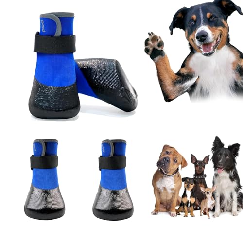 WAVATA Hundeschuhe Pfotenschutz, 4 StüCk Hundesocken Anti Rutsch, Hochelastisch Gestrickte Hundeschuhe Wasserdicht mit Verstellbarem Klettverschluss für HartholzböDen In InnenräUmen (S) von WAVATA