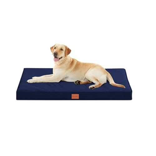 WAVVE Orthopädisches Hundebett, Hundesofa mit Eierkartonschaum für große Hunde, 112 x 81 cm, Abnehmbare und Waschbare, rutschfeste Unterseite, Navy Blau von WAVVE