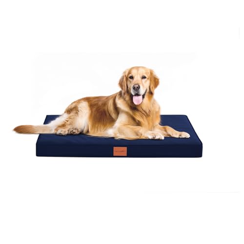 WAVVE Orthopädisches Hundebett, Hundesofa mit Eierkartonschaum für mittelgroße Hunde, 91 x 69 cm, Abnehmbare und Waschbare, rutschfeste Unterseite, Navy Blau von WAVVE