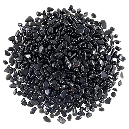 WAYBER 0.5 kg/460 g schwarze Obsidian-Quarz-Kristallsteine, unregelmäßige dekorative Steine, Aquarium-Kieselsteine, Kies für Fische, Schildkröten, Luftpflanzen, Dekoration (Füllen Sie 1 Tasse) von WAYBER