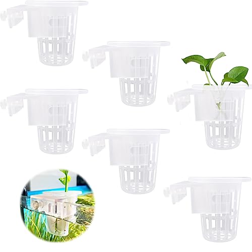 WAYUTO 6 Stück Acryl Aquarium Pflanzenhalter Top of Tank Aquatic Plant Cups Aquarium Pflanztopf Fisch Tank Pflanzkorb Aquarium Pflanzbecher für Aquarium Dekor von WAYUTO