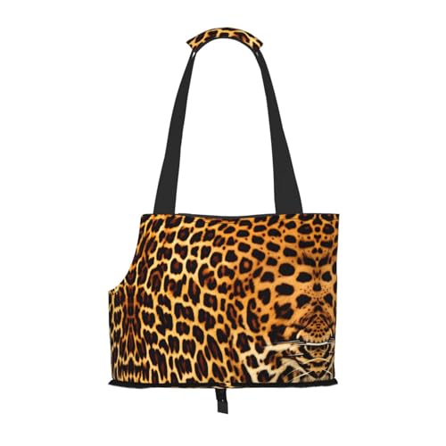 Schultertasche für Haustiere mit Leopardenmuster – faltbares Design, kleine Katzen- und Hunde-Reisetasche Schultertasche für Haustiere mit Leopardenmuster – faltbares Design, kleine Katzen- und Hunde-Reisetasche von WBQLSL