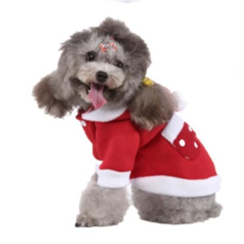 Hunde-Weihnachtskostüm, Hunde-Winterkleidung, Korallensamt, Hundekostüm, Modische Haustierkleidung mit Kapuze für Weihnachten (SDZ128 L) von WBTY