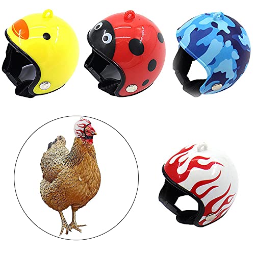 WBTY 4 Stück Lustige Hühnerhelm-Haustierbedarf, Hühnerhelm-Kopfbedeckung, Hühnerkopfschutz, Kopfbedeckung für Haustierhühner (vier Farben) von WBTY