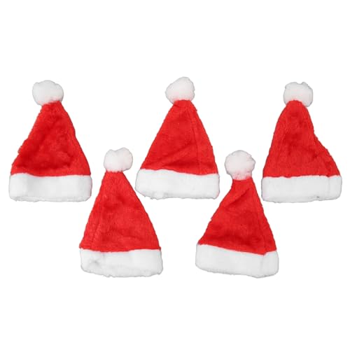 WBTY 5 Stück Weihnachts Haustier Mütze Rote Plüsch-Gummiband-Hunde Katze Niedliches Haustier Weihnachts Mütze Weihnachts Party Kostüme von WBTY