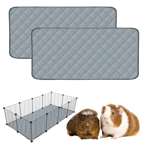 2 Stück Meerschweinchen-Käfigeinlagen – waschbare Meerschweinchen-Urinier-Pads, wasserdicht, wiederverwendbar und rutschfest, schnell, super saugfähig, Ratten (61x119 cm (2 Stück), grau) von WCDJOMOP