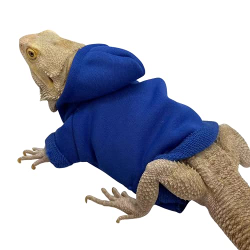 Bartdrachen Hoodie - Handgefertigter Verstellbarer Baumwollpullover Reptilienjacke Shirt für Hautschutz Kleintier Kostüm Bekleidung für Eidechse Bartdrache Crested Gecko Chamäleon (L, Blau) von WCDJOMOP