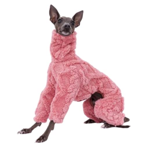 Windhund-Kleidung – Winter-Overall für Hunde, warmer Fleece-Rollkragen-Overall, Vierbein-Strampler, langärmelig, Sweatshirt, dicker Outdoor-Mantel für italienische Windhunde, Whippet, Deerhound von WCDJOMOP