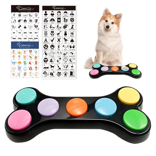 WDKXCN Buzzer mit Aufnahmefunktion, Satz Von 7-Farben-Hunde Button für Kommunikation, Buzzer mit Sound, Aufklebern und Gummimatte, Buzzer Hund Sprechende Tasten für Haustierkommunikation und Training von WDKXCN