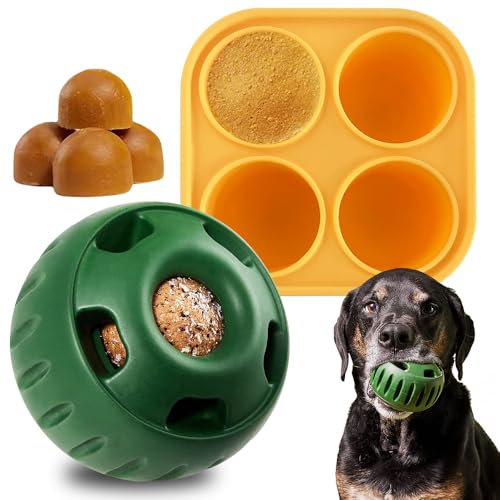 WDKXCN Schleckball Für Hunde,Kauspielzeug Hund mit 1 Tablett,Spielzeug für Hunde Wiederverwendbares,Interaktives Hundespielzeug Hunde Ängste Lindern,Hundefutterspender Befüllbares(1 Set) von WDKXCN