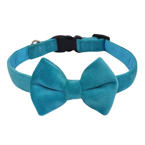 WDPAWS Hundehalsband mit Fliege, weiches Samtmaterial mit Schnellverschluss-Schnalle für große Hunde (Blau, L) von WDPAWS