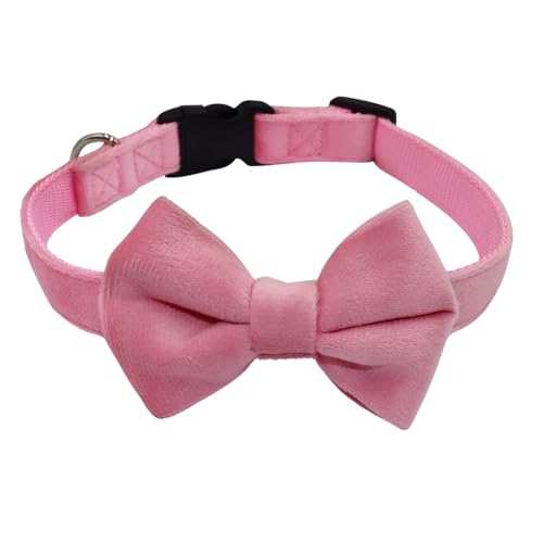 WDPAWS Hundehalsband mit Fliege, weiches Samtmaterial mit Schnellverschluss-Schnalle für große Hunde (Rosa, L) von WDPAWS