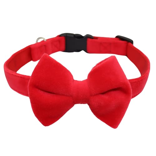 WDPAWS Hundehalsband mit Fliege, weiches Samtmaterial mit Schnellverschluss-Schnalle für große Hunde (Rot, L) von WDPAWS