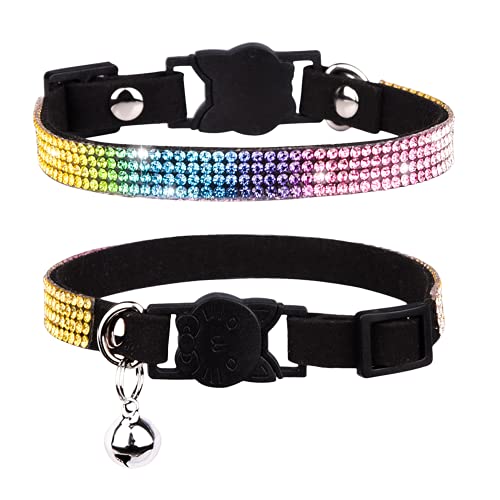 WDPAWS Katzenhalsband mit Strasssteinen, verstellbar, Katzen Sachen für Katzen und Kätzchen, für Jungen und Mädchen, Schwarz von WDPAWS