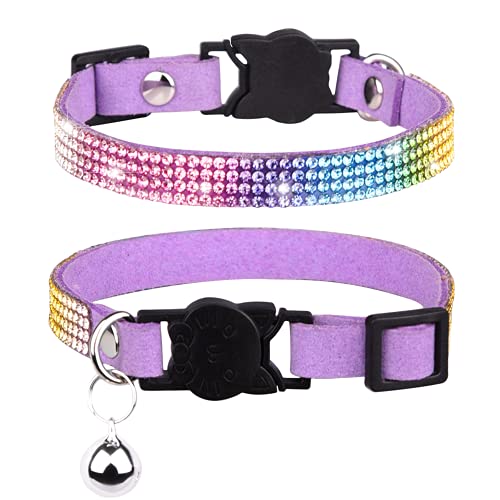 WDPAWS Katzenhalsband mit Strasssteinen, verstellbar, für Katzen und Kätzchen, Violett von WDPAWS