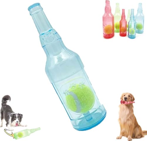 WDXIA Flaschenspielzeug für Hunde Interessantes quietschendes Hundespielzeug Flaschenkauspielzeug für Hunde Interaktives Hundekauspielzeug mit Tennisball Gummi-Wasserflaschenknacker von WDXIA