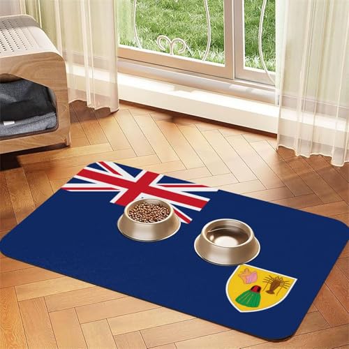 Haustierfuttermatte mit Flagge der Turks- und Caicosinseln, 60 x 40 cm, saugfähig, rutschfest, PU-Leder, Futtermatte für Hunde und Katzen, Gummi-Unterseite, schnell trocknend, rollbar, Haustiernapf Haustierfuttermatte mit Flagge der Turks- und Caicosinseln, 60 x 40 cm, saugfähig, rutschfest, PU-Leder, Futtermatte für Hunde und Katzen, Gummi-Unterseite, schnell trocknend, rollbar, Haustiernapf von WDXQHY