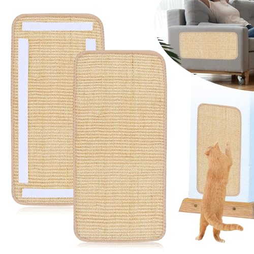 Kratzmatte Katze Katzenkratzbretter 50x25cm 2Stk Kratzmatten Sisal Kratzteppich Kratzbrett Wand Teppich Katzen für Katzen Sofa Möbel Tür Kratzschutz Beige von WDZGX