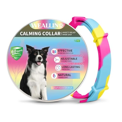 WEALLIN Beruhigungshalsband Für Hunde, Verstellbares & Wasserfestes Pheromon-Beschwichtigungshalsband, 60 Tage Schutz, 1 Pack Anti-Angst-Halsband Für Große, Mittlere Und Kleine Hunde, Regenbogen von WEALLIN