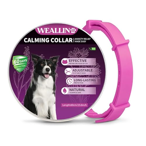 WEALLIN Beruhigungshalsband Für Hunde, Verstellbares & Wasserfestes Pheromon-Beschwichtigungshalsband, 60 Tage Schutz, 1 Pack Anti-Angst-Halsband Für Große, Mittlere Und Kleine Hunde, Rosa von WEALLIN