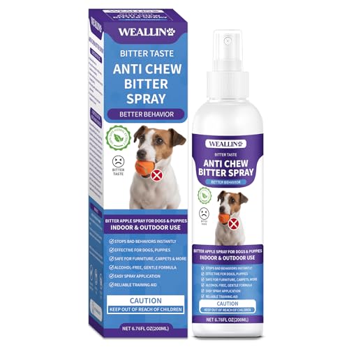 WEALLIN Bitterspray Hund, 200ml Bitter Spray für Hunde, Anti Chew Spray, Fernhaltespray für Hunde, Schützt Möbel & Schuhe, Sicher für Innen- und Außenanwendung von WEALLIN