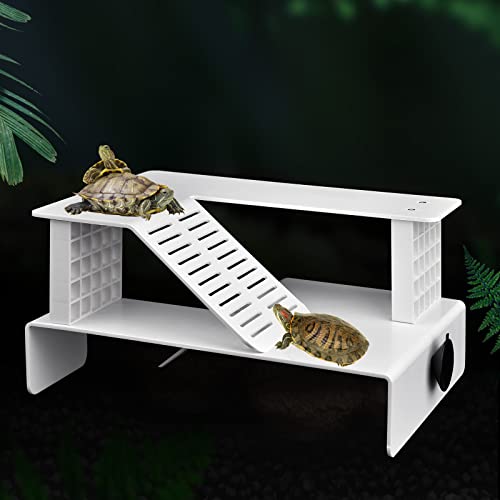 WEAVERBIRD Turtle Basking Plattform, Schildkröte Tank Plattform Aquarium Tier Spüle War Doppeldecker Reptilien Habitat, Kletterregal Schildkröte Tank Dock Floating Decor, Floating Turtle Dock, Weiß von WEAVERBIRD