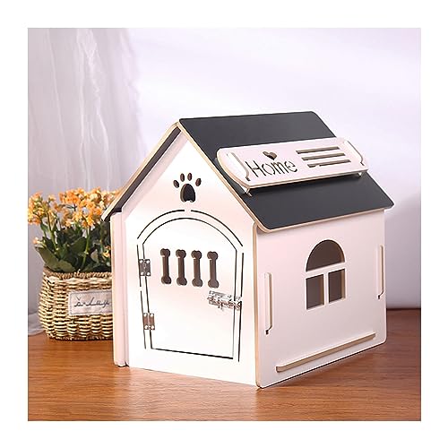 WECLMH Cat House Wood, Dog House, Abnehmbar Pet Schutz, Belüftung Katze Eigentumswohnung Mit Türriegel, Kätzchen Aktivitätszentrum Und Rastplatz, Wild Streunen Gemütlich Habitat (Color : White+Black von WECLMH