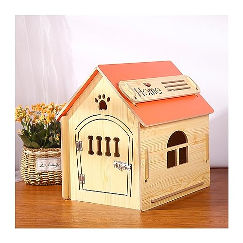 WECLMH Cat House Wood, Dog House, Abnehmbar Pet Schutz, Belüftung Katze Eigentumswohnung Mit Türriegel, Kätzchen Aktivitätszentrum Und Rastplatz, Wild Streunen Gemütlich Habitat (Color : Wood Color+o von WECLMH