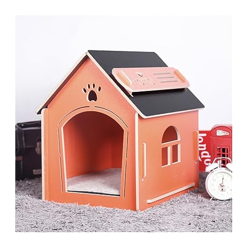 WECLMH Cat House Wood, Dog House, Innen Dekorativ Katze Eigentumswohnung, Im Freien Katzengehege, Activity Center Haustier Kabine, Kätzchen Spielen Und Sich Ausruhen Ort (Color : Orange+Black, Size von WECLMH