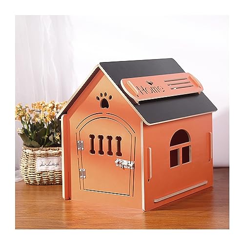 WECLMH Cat House Wood, Dog House, Katze Eigentumswohnung, Türriegel Kätzchen Sich Ausruhen Ort Habitat Gemütlich Belüftung Im Freien Innen Wetterfest Pet Kabine (Color : Orange+Black, Size : 39x51x5 von WECLMH