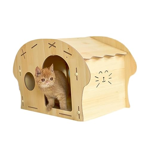 WECLMH Cat House Wood, Hundehaus, Multifunktion Haustier-Kabine, Katze Eigentumswohnung Mit Belüftet Loch, Warm Wetterfest Innen Freien Abnehmbar Wild Schutz von WECLMH