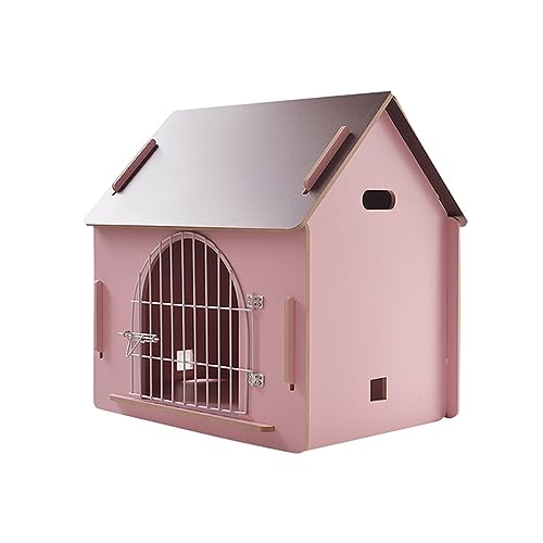 WECLMH Cat House Wood, Hundehütte, Katze Eigentumswohnung, Gemütlich Haustier Habitat Robust Und Süß Für Spielen Und Ausblenden, Innen Kat Gehäuse Möbel, Belüftung Haustier Kabine (Color : Pink, Siz von WECLMH