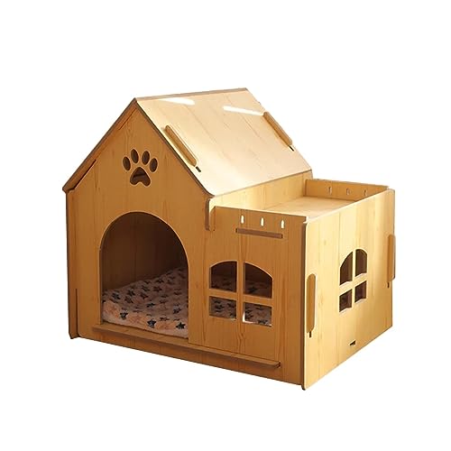 WECLMH Cat House Wood, Im Freien Innen Luxus Katze Box Gehege, Schutz Zwinger Wetterfest Schutz Mit Fenster Und Lüftungsöffnungen, Warm Gemütlich Katze Eigentumswohnung von WECLMH