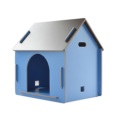 WECLMH Cat House Wood, Katze Eigentumswohnung, Draussen Innen Kätzchen Hauskäfig, Pet Spielen Haus Und Rastplatz, Gemütlich Belüftung Pet Habitat Wild Streunen Katzenunterkunft (Color : Blue, Size : von WECLMH