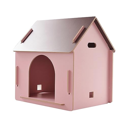 WECLMH Cat House Wood, Katze Eigentumswohnung, Draussen Innen Kätzchen Hauskäfig, Pet Spielen Haus Und Rastplatz, Gemütlich Belüftung Pet Habitat Wild Streunen Katzenunterkunft (Color : Pink, Size : von WECLMH