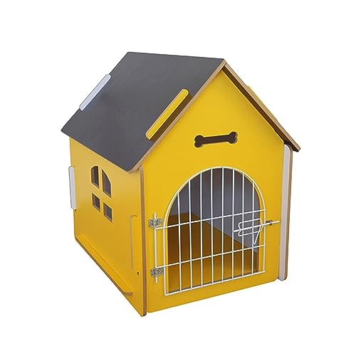 WECLMH Dog House, Freien Innen Katzenhaus, Außen Abschließbar Tür Katzenhäuser, Wild Streunen Katze Unterstand, Katze Eigentumswohnung, Garten Balkon Haustier-Kabine (Color : Yellow, Size : 55x80x74 von WECLMH