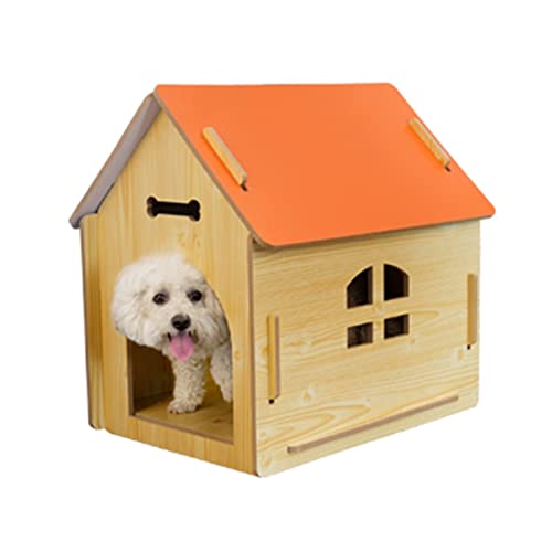 WECLMH Dog House, Warm Katzenhaus Für Freien/Innen, Groß Hölzern Katze Eigentumswohnung Mit Tür Abnehmbar Haustierzubehör, Schutz Für Wild Hunde/Katzen, Zwinger (Color : Orange, Size : 40x51x52CM) von WECLMH