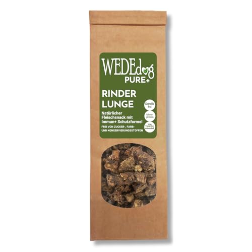 Getrocknete Rinderlunge für Hunde mit Immun+ Schutzformel I WEDEdog Pure+ Rinderlunge getrocknet I Rinderlunge Hund in Premium-Qualität I 150g von WEDEdog