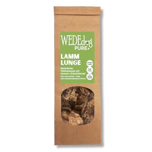 Lammlunge getrocknet für Hunde mit Immun+ Schutzformel I WEDEdog Pure+ Lammlunge getrocknet I Lammlunge Hund in Premium-Qualität I 150g von WEDEdog