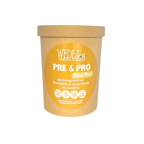 WEDEdog PRE & PRO Hundekausnack Maxi 350g – Förderung von Gesunder Darmflora und Optimierter Verdauung mit Über 90% Fleischanteil und Probiotischen Mikroorganismen – Ohne Zusatzstoffe von WEDEdog