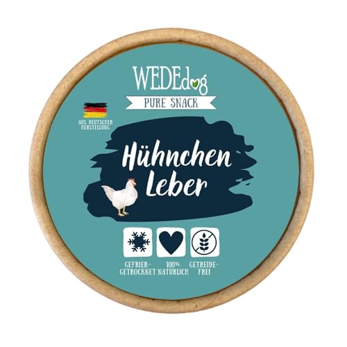 WEDEdog Pure Snack I Gefriergetrocknete Hühnchenleber I Premium Hundesnack I gefriergetrocknete Hunde Leckerlis & Natursnack von WEDEdog