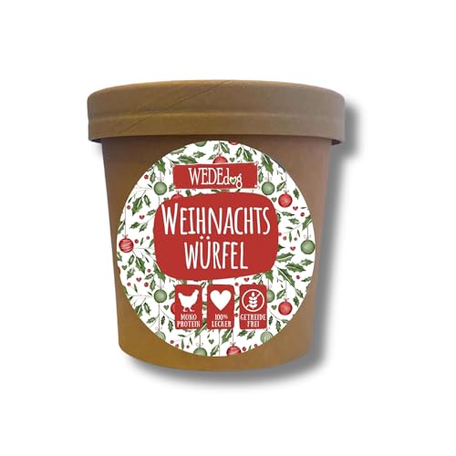 WEDEdog Weihnachtswürfel Hähnchen 100 g I Weihnachten Hund I Hundeleckerli Weihnachten I Leckerlies für Hunde I Hund I getreidefrei von WEDEdog